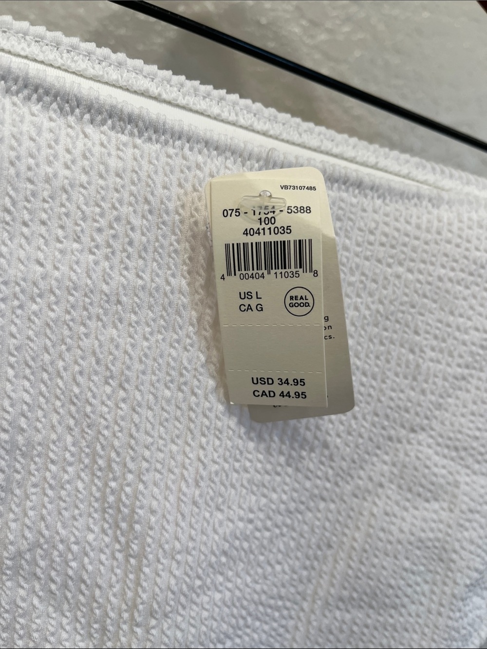 aerie White High Waisted Crinkle Ribbed Cheeky Bikini Bottoms - Picture 5 of 7